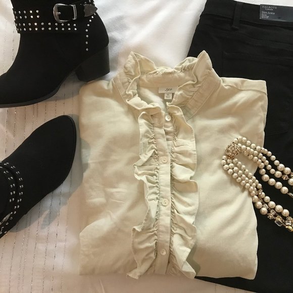 J. Jill Tops - J Jill Button Down Cream Shirt Top XL - NWOT